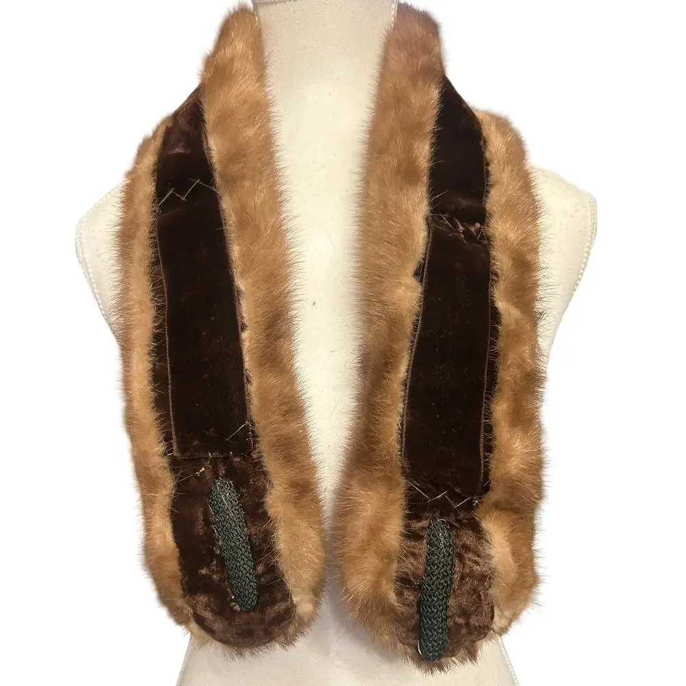 Vintage Real Brown Mink Fur Stole — Plush, Classic Mid‑Century Luxury